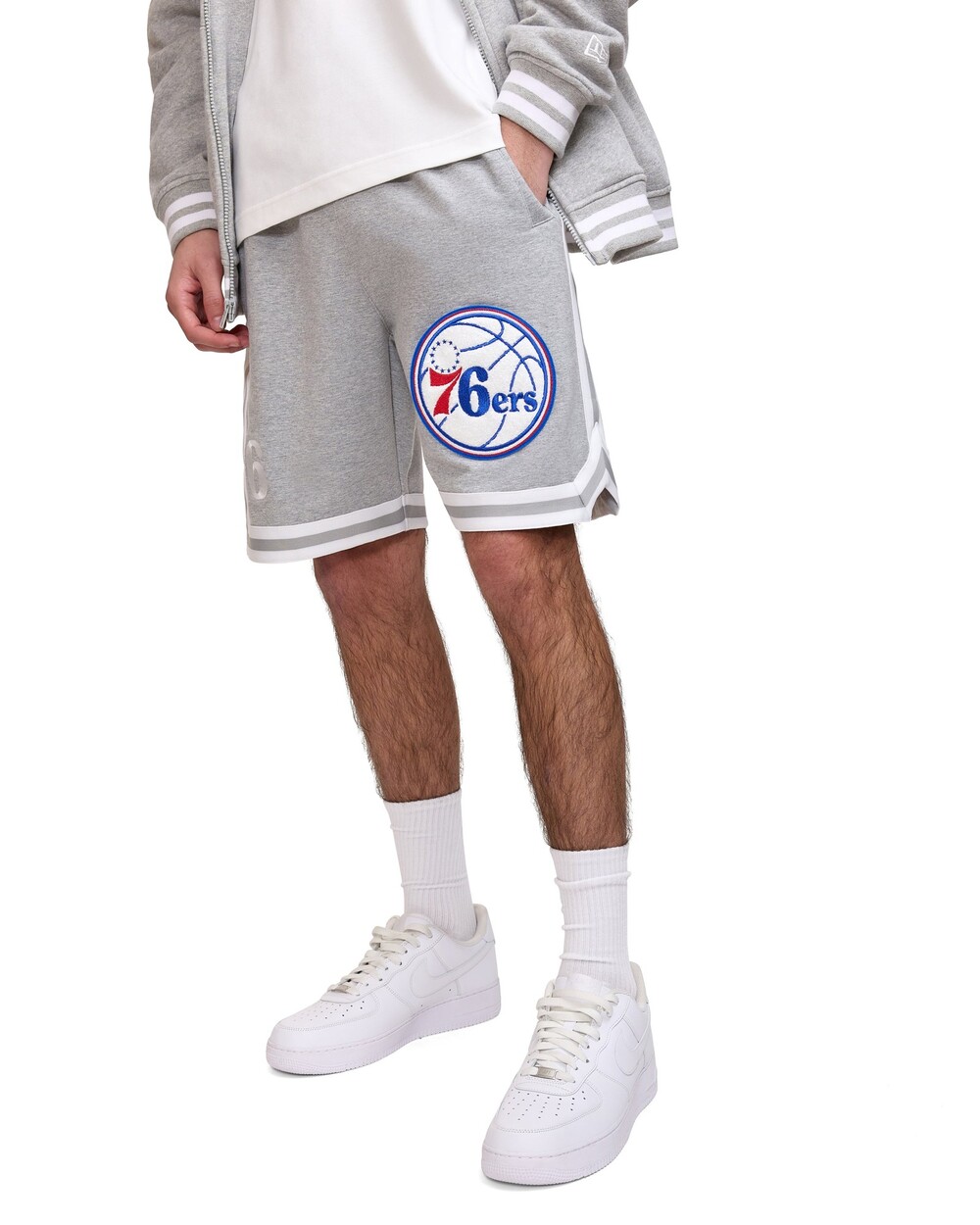 New Era Philadelphia 76ers Gray Logo Select Shorts - Size M